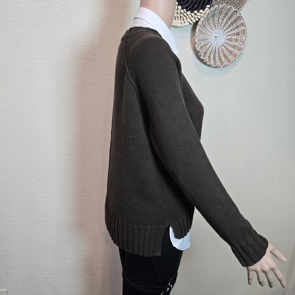 LAUREN RALPH LAUREN Womens Sweater Layered Bullion Patch Logo Brown Small - Picture 14 of 16